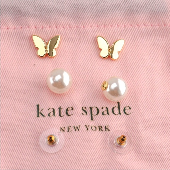 New Kate Spade All A Flutter Butterfly Reversible Stud Earrings - Picture 4 of 4